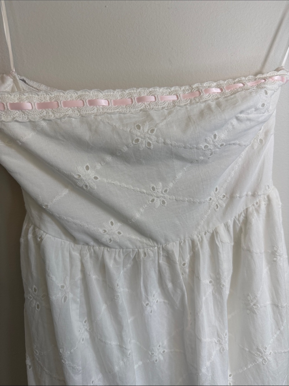 Altar’d State Strapless White Eyelet Sundress M Cottagecore Boho Romantic